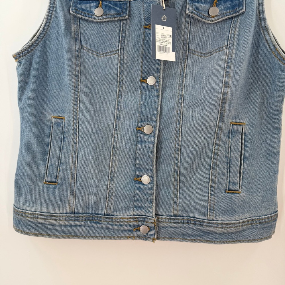 Universal Thread Coastal Cowgirl Denim Vest Women L Coastal Boho Western Indie - Picture 7 of 13